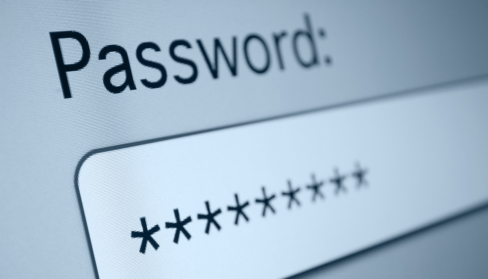 A computer screen shows a password field box with characters hidden by asterisks.