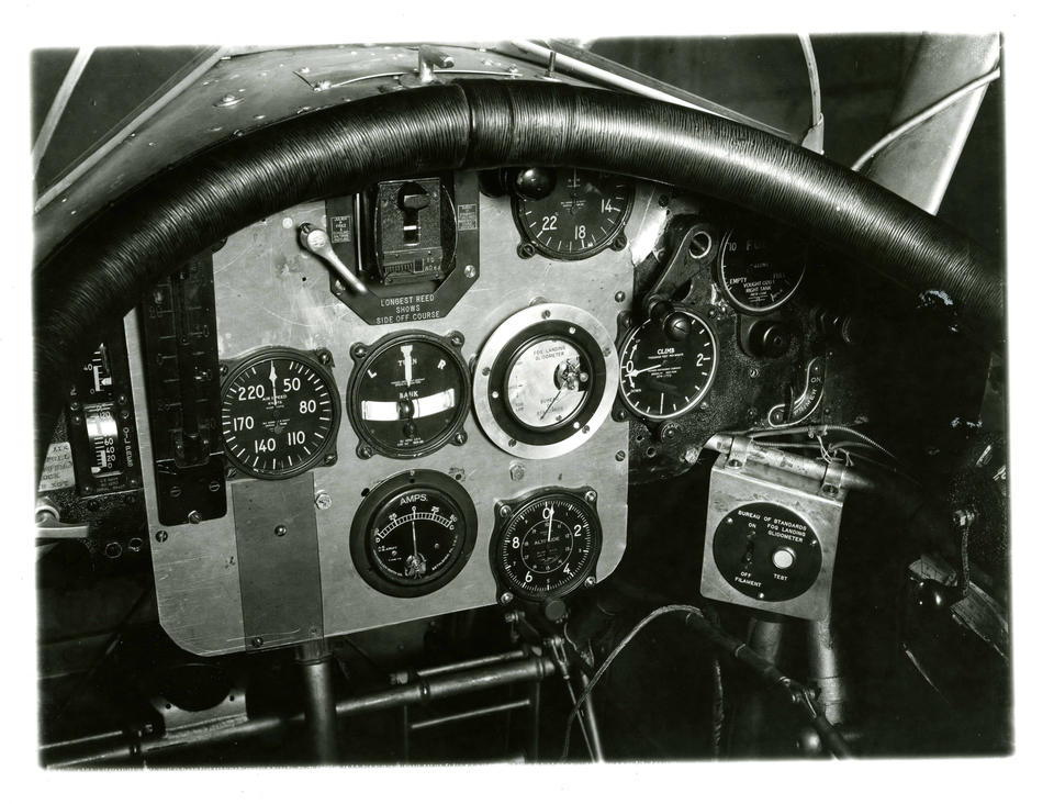 Historical photo shows complex cockpit control panel
