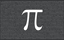 white pi symbol on a grey field made up of the numbers of pi