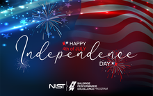 Happy 4th of July Independence Day with fireworks, a flag, and stars in the background.