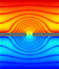 Illustration showing lines of electrical force around an opening to a cell.