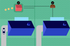 Illustration shows two houses from above with distances marked between house, woodpile and shed for fire safety.