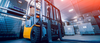 Pallet stacker truck equipment at warehouse
